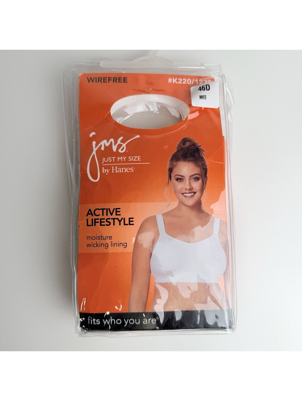 Just My Size Hanes K220 Active Lifestyle Wirefree Bra White 46D Cool Dri